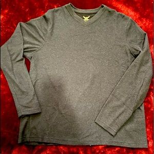 Blackish V-neck Long Sleeve Thermal Pullover